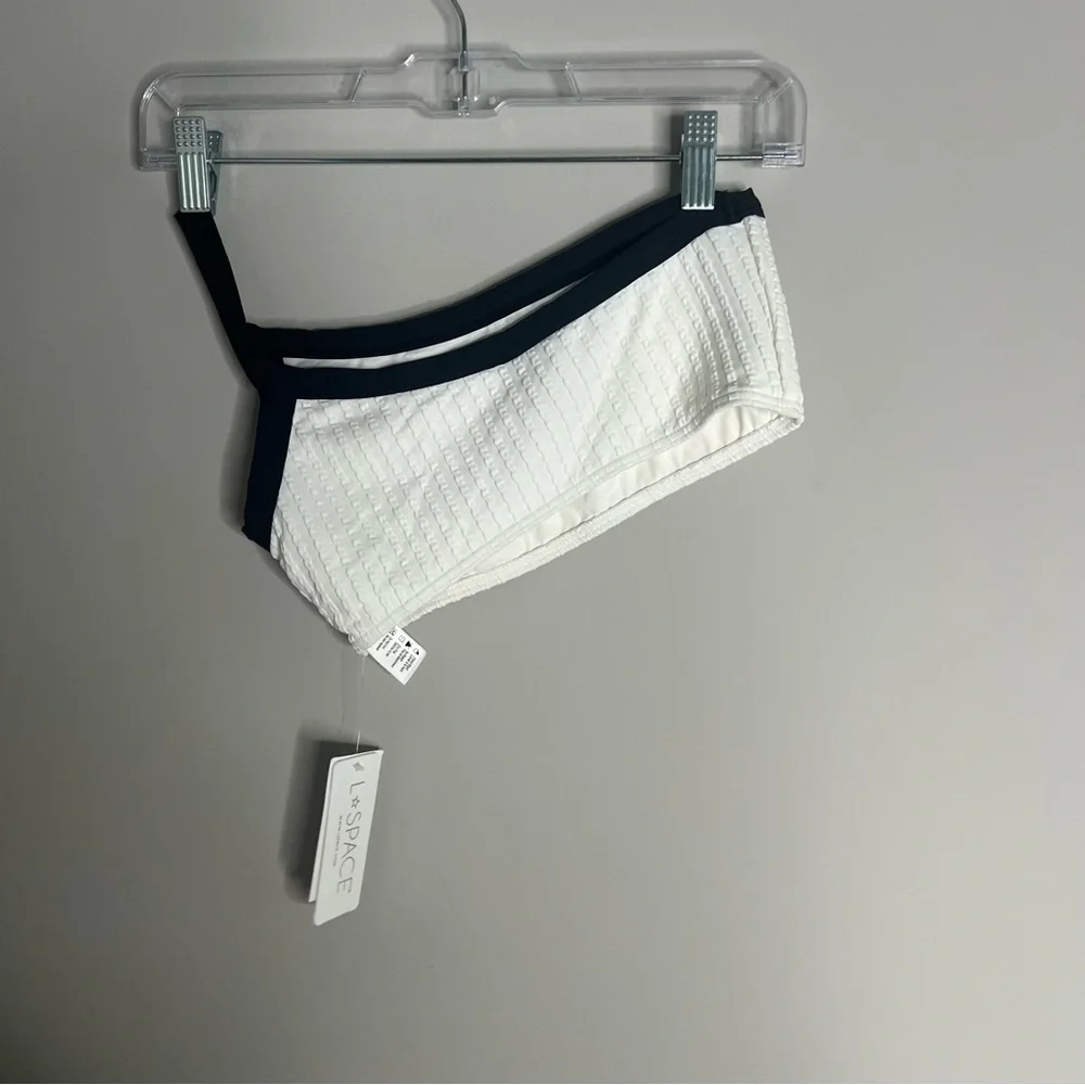 NEW L*SPACE Axel Swimsuit Bikini Top Black Ivory Women's Size Medium